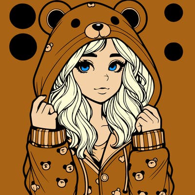 realistic girl in a animal pjs hoodie