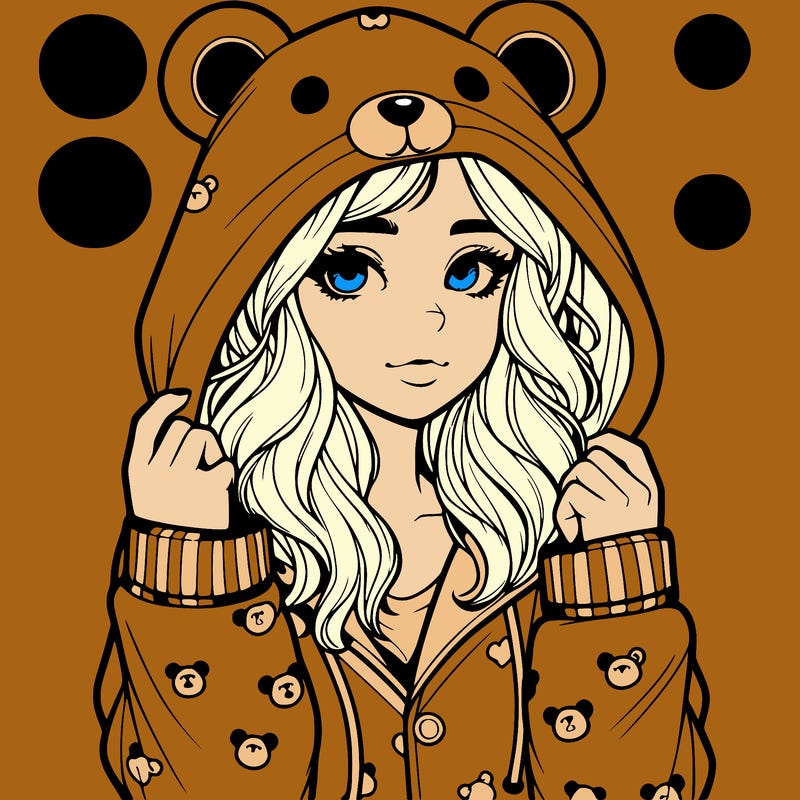 realistic girl in a animal pjs hoodie