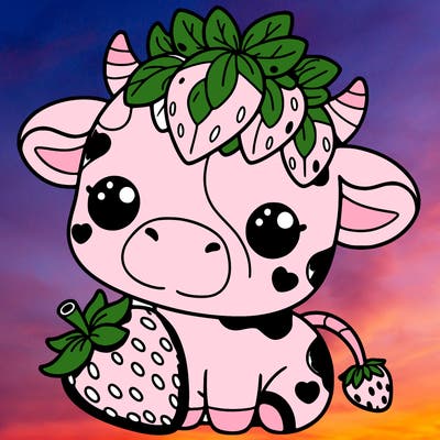 cute strawberry cow