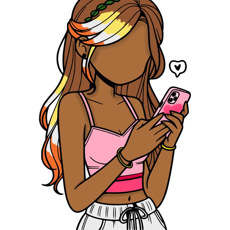 girl with crop top texting on her phone