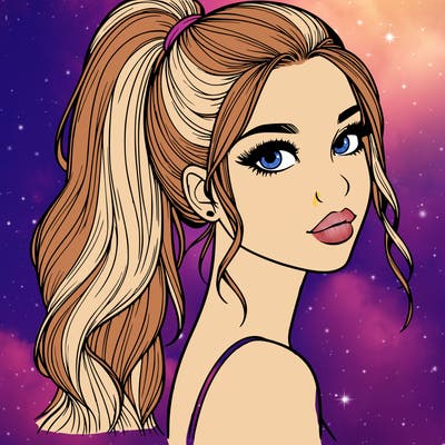 realistic pretty girl with high pony tail