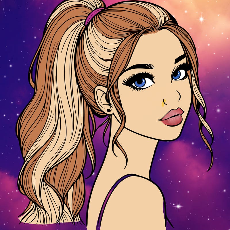 realistic pretty girl with high pony tail