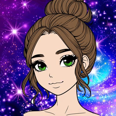 realistic pretty girl with hair in bun