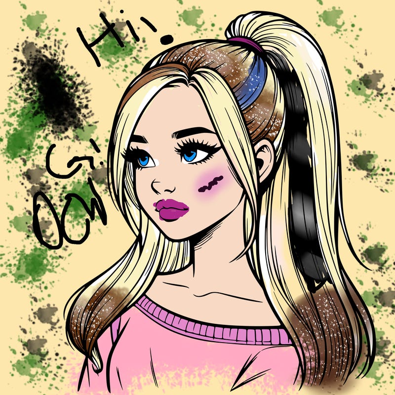 realistic girl with a high ponytail