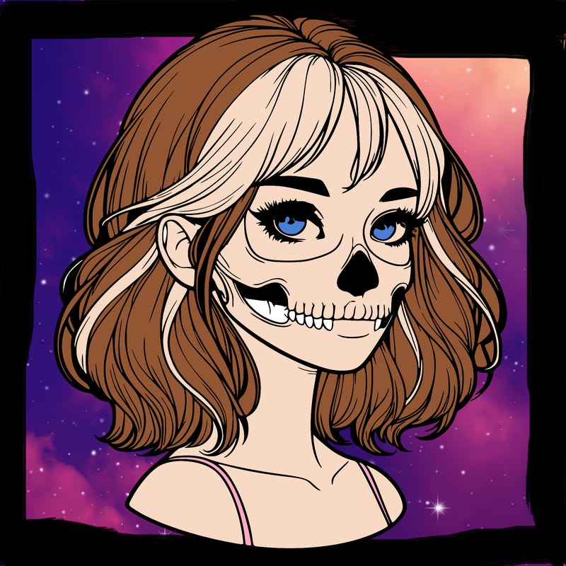 realistic girl with skull