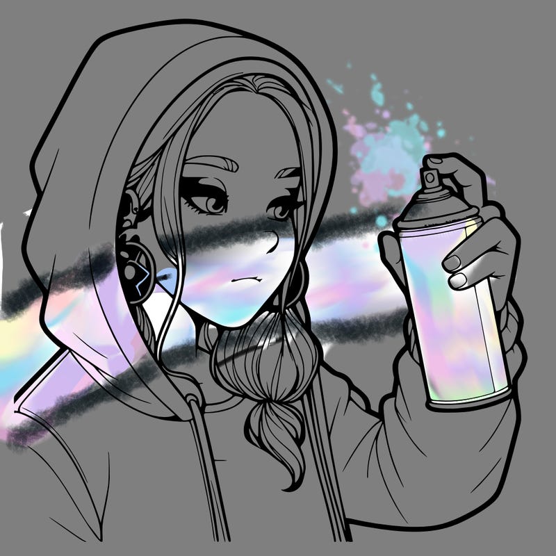 a realistic girl, spray painting