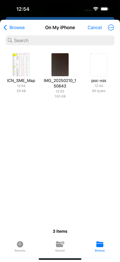 IBM Navigator Mobile - Interface of IBM Navigator Mobile on iPhone showing a list of enterprise documents and images.