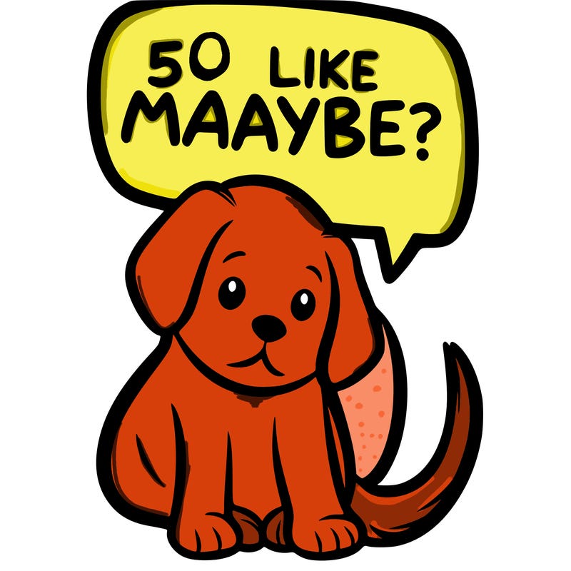 a puppy that says 5 like maybe