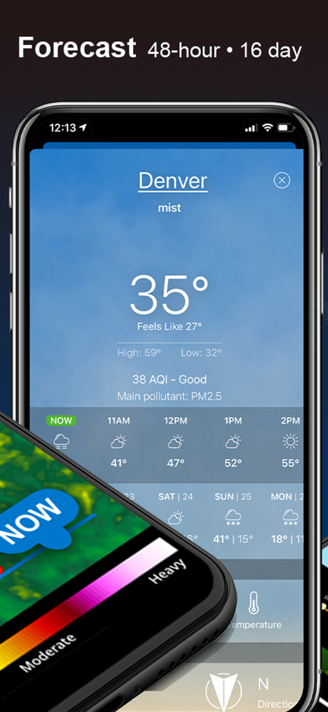 NOAA Radar & Weather Forecast - NOAA weather app displaying hourly and daily forecasts with air quality and radar map for Denver