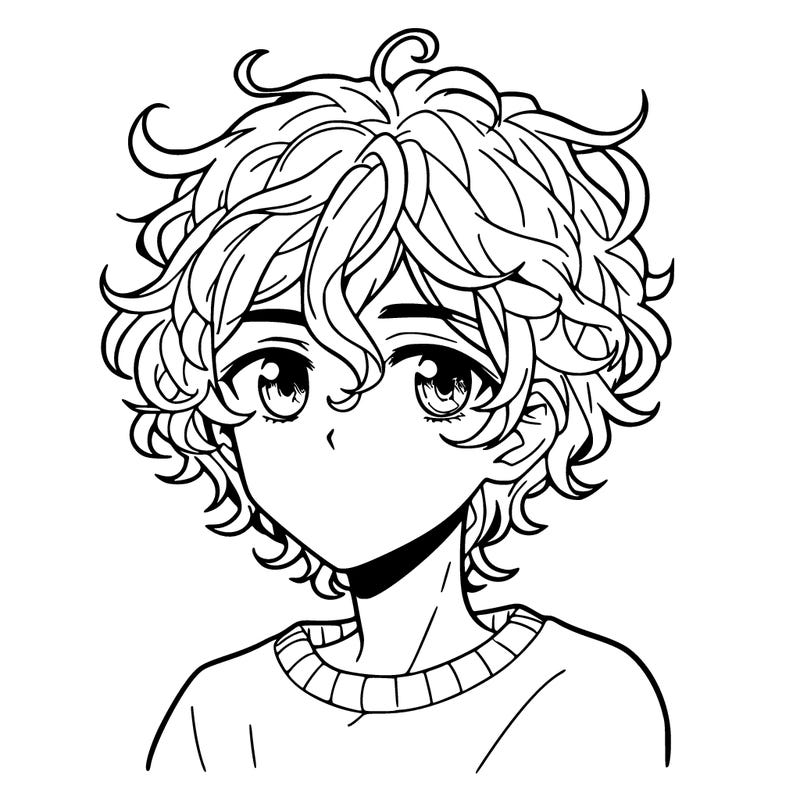 manga male curly hair