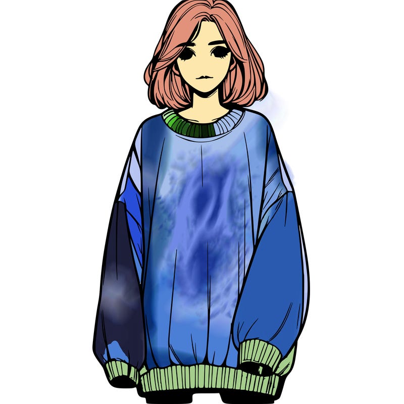 realistic teen girl with a oversized sweater