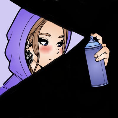 a realistic girl, spray painting