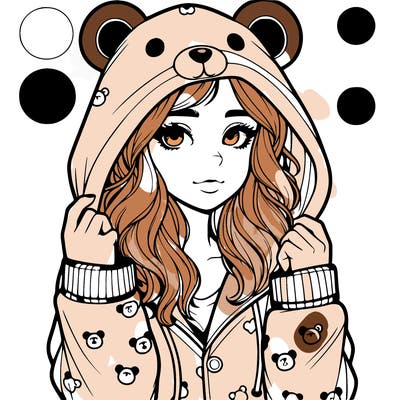 realistic girl in a animal pjs hoodie