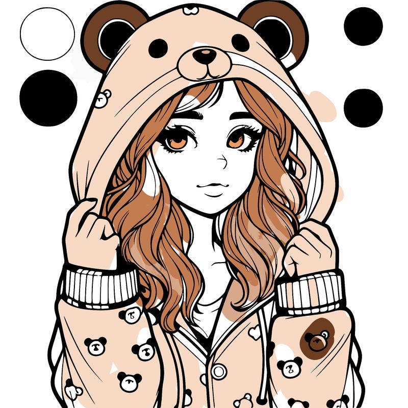 realistic girl in a animal pjs hoodie