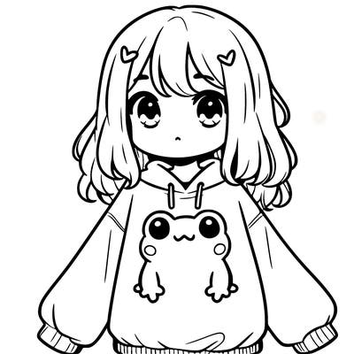 girl wearing frogging sweatshirt