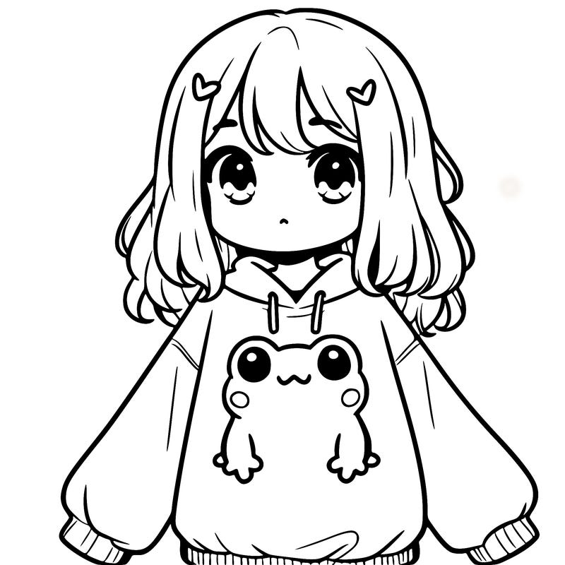 girl wearing frogging sweatshirt
