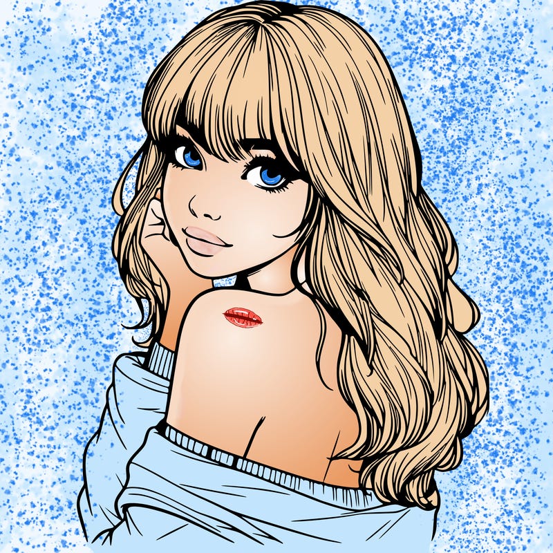 realistic girl with bangs looking over her shoulder