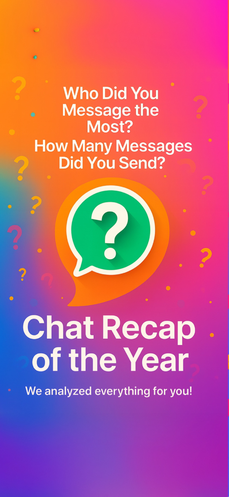 WaRecap - Chats Analyzer - WaRecap app interface displaying the Yearly Chat Recap feature for analyzing messaging habits