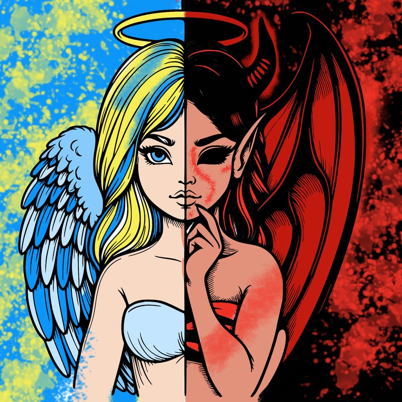 realistic angel half demon