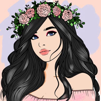 realistic girl with flower crown