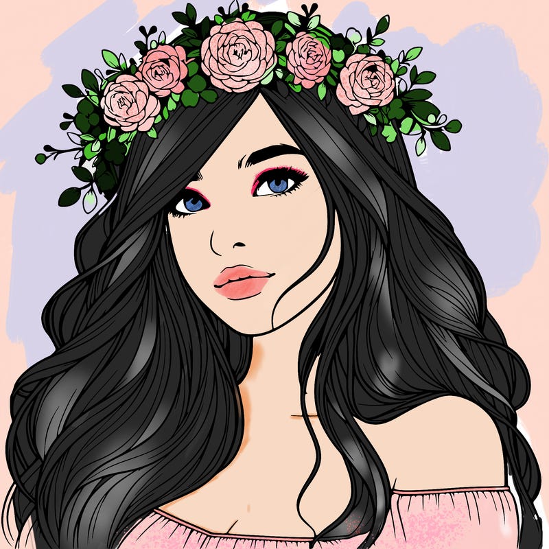 realistic girl with flower crown