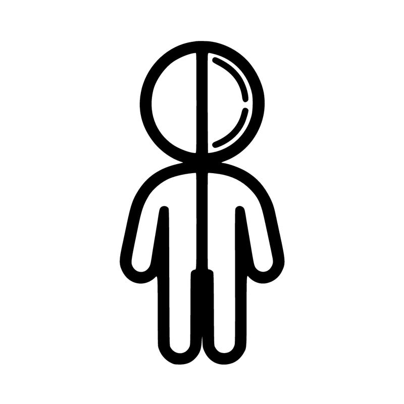 person with line in the middle for to different people