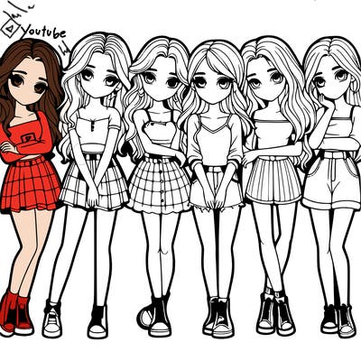 a group of girls realistic