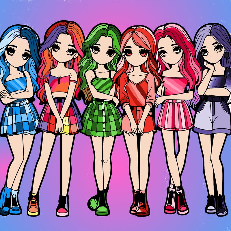 a group of girls realistic