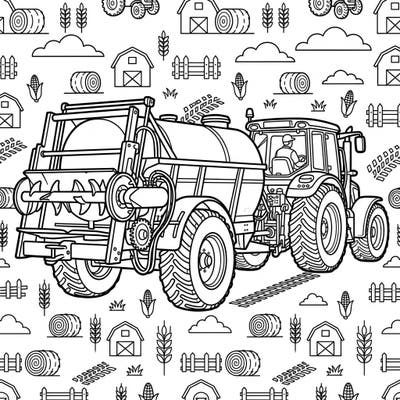 Dive into the heart of farm life with this engaging manure spreader coloring page, thoughtfully designed for seniors. Its clear, prominent outlines ensure an enjoyable and accessible coloring experience, perfect for relaxation and cognitive engagement.
