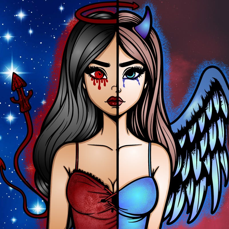 devil vs angel realistic girl