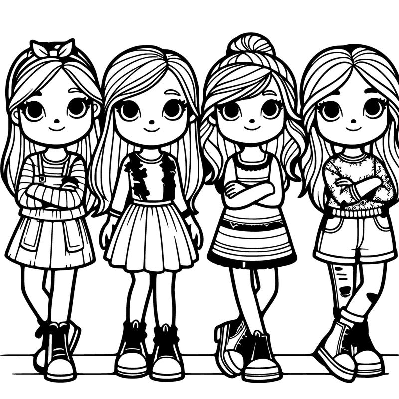 4 girls standing in a line