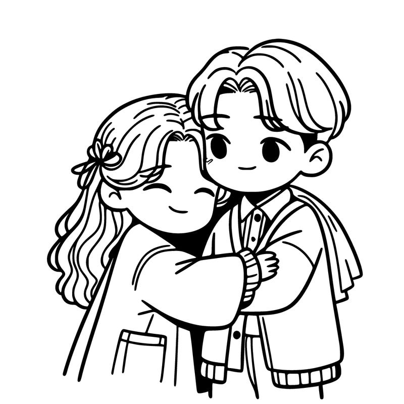 a girl hugging a boy