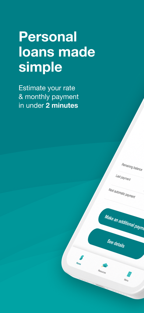Prosper mobile app screen showing personal loan estimation and management features