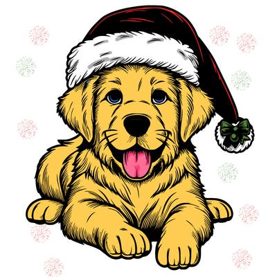 realistic santa hat dog