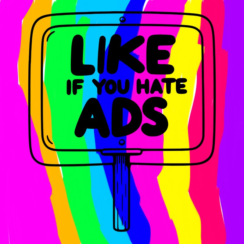 a sign that says like if you hate ads