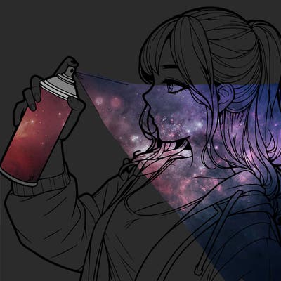 a realistic girl spray, painting