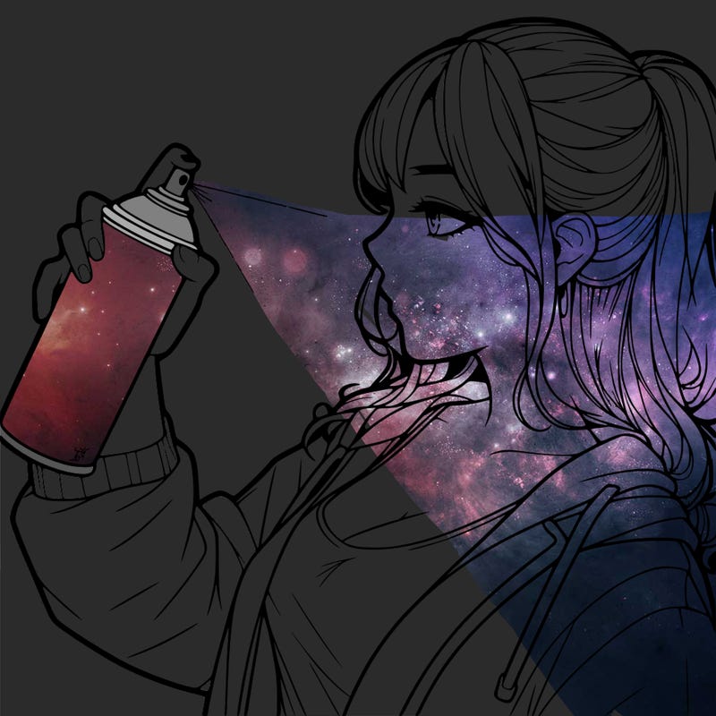 a realistic girl spray, painting