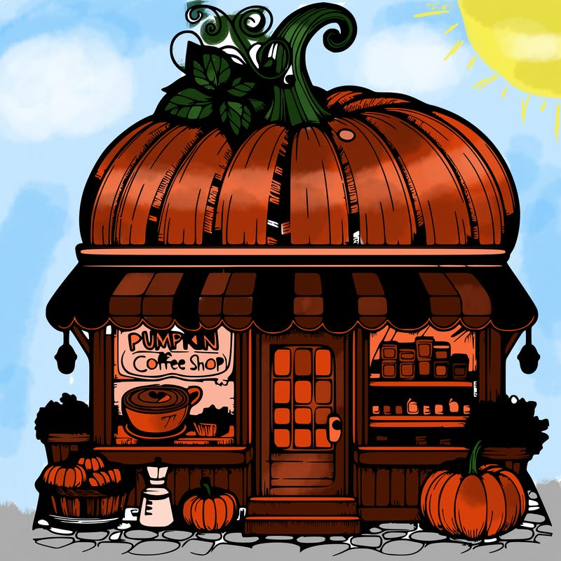 pumpkin coffee shop realistic