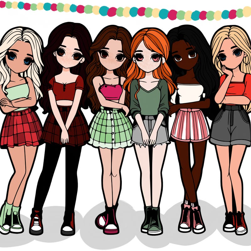a group of girls realistic