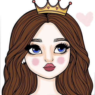 a realistic girl with a crown on