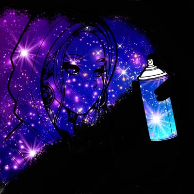 a realistic girl, spray painting