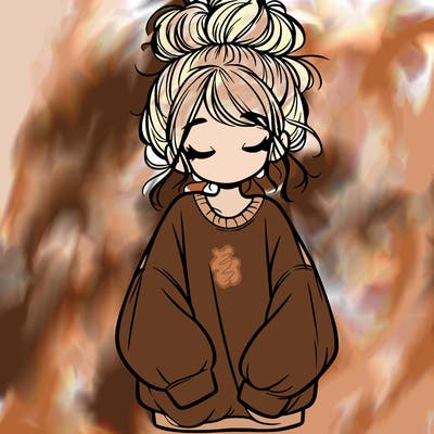 girl with baggy sweatshirt and messy bun