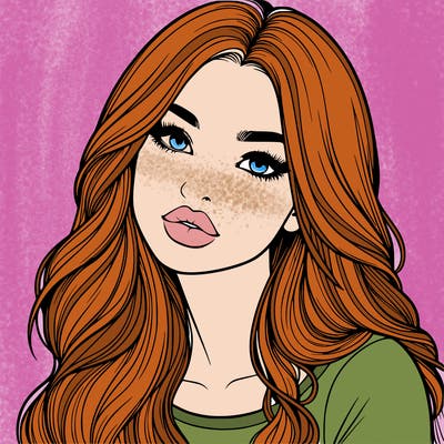 realistic girl with hair on her hair and lips