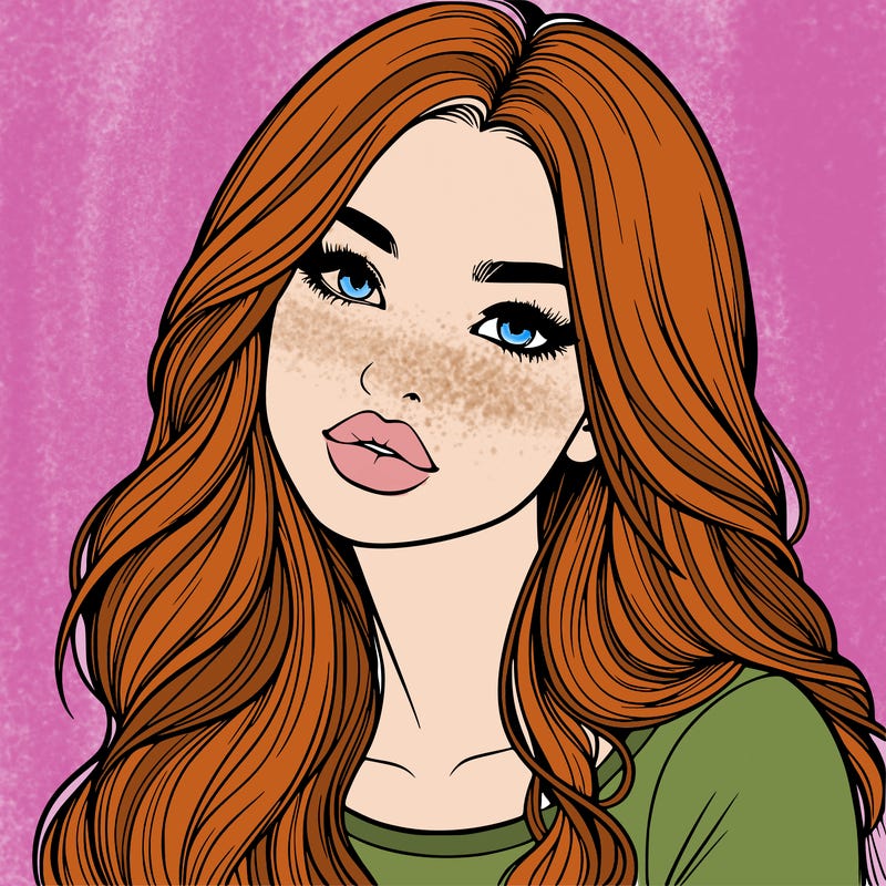 realistic girl with hair on her hair and lips