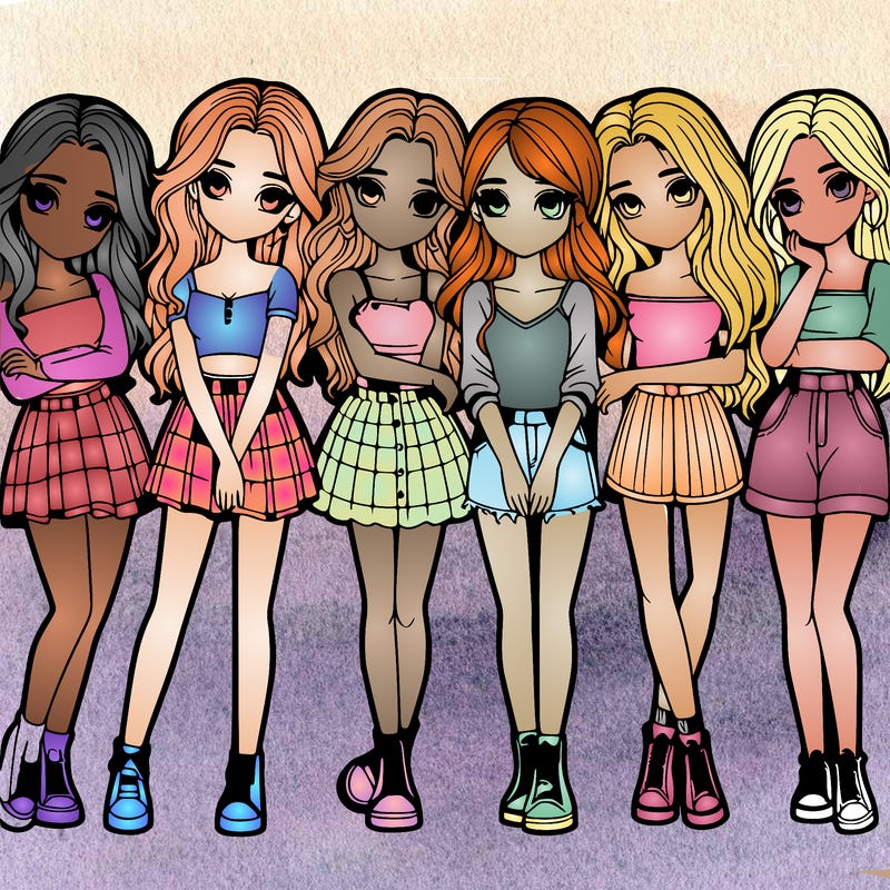 a group of girls realistic