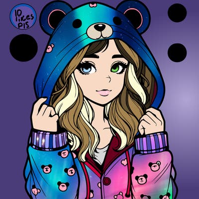 realistic girl in a animal pjs hoodie