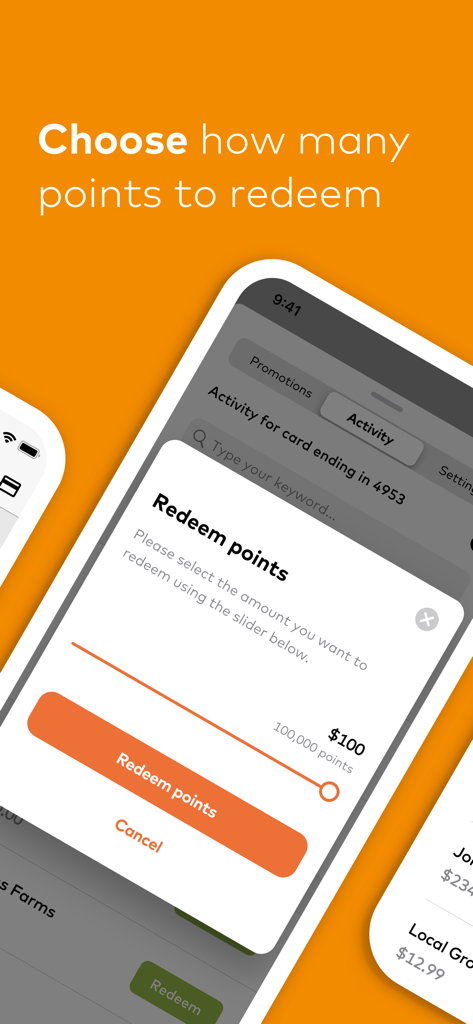 Pay with Rewards - Smartphone screen showing point redemption slider in the Mastercard Pay with Rewards app
