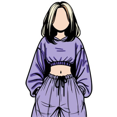 realistic girl faceless with baggy pants and a crop top