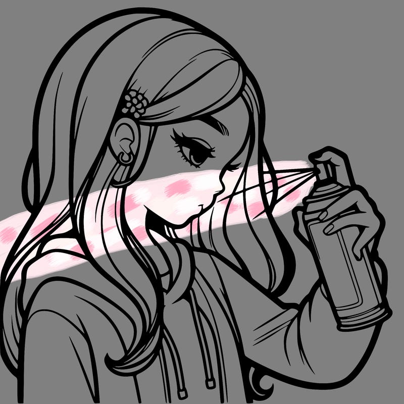 a realistic girl spray painting