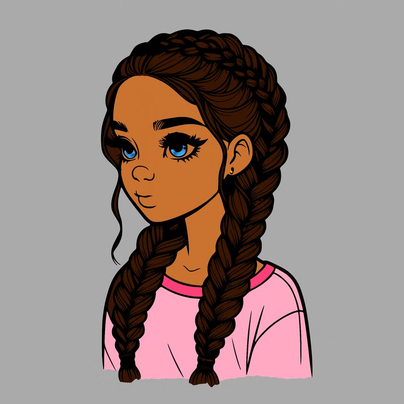 realistic girl with braids